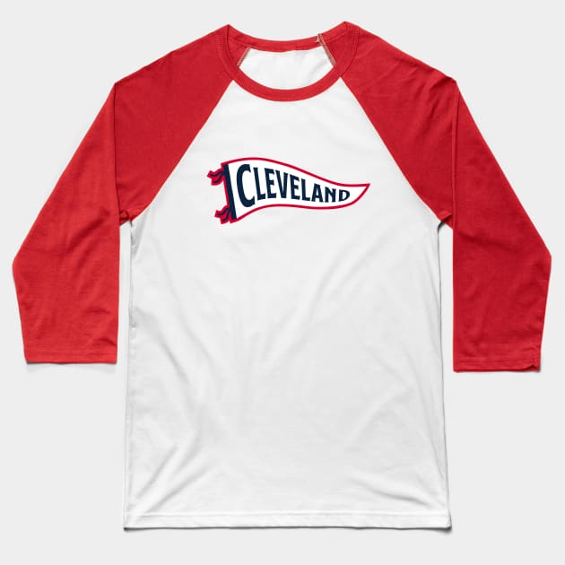 Cleveland Pennant - Red Baseball T-Shirt by KFig21